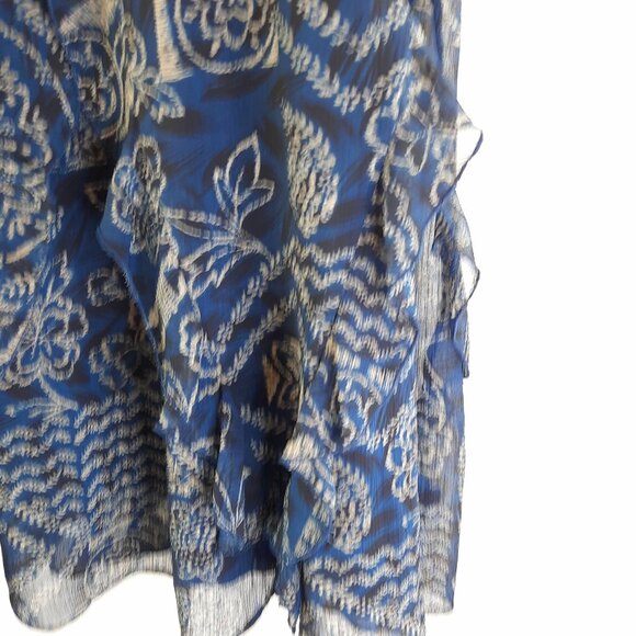 Coldwater Creek Plus Size 1x Blue Sheer Flowy Ruffled Elegant Summer Party Skirt - Picture 7 of 9